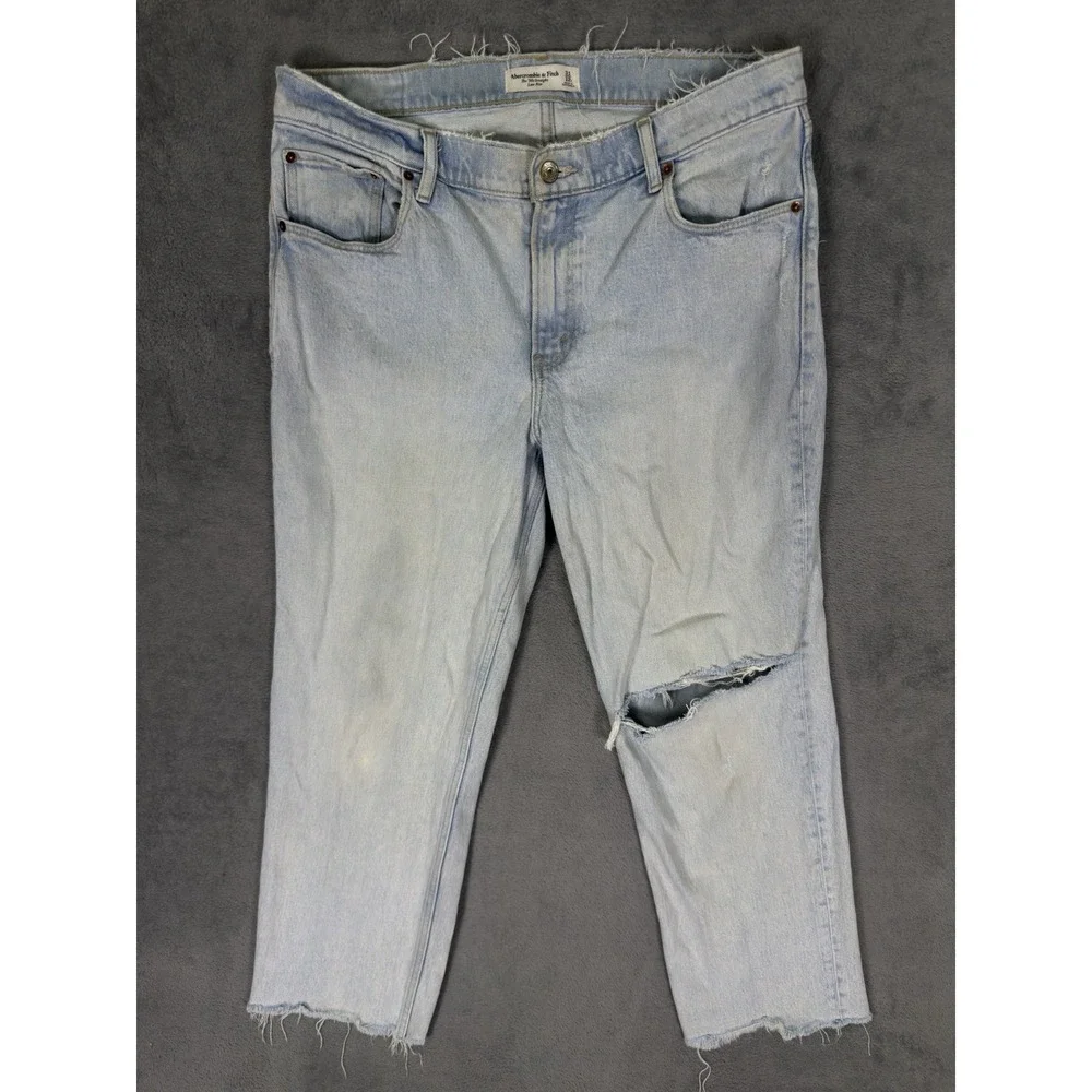 Abercrombie‎ And Fitch Jeans Womens 12 S Blue Light Wash 90s Straight Low Rise